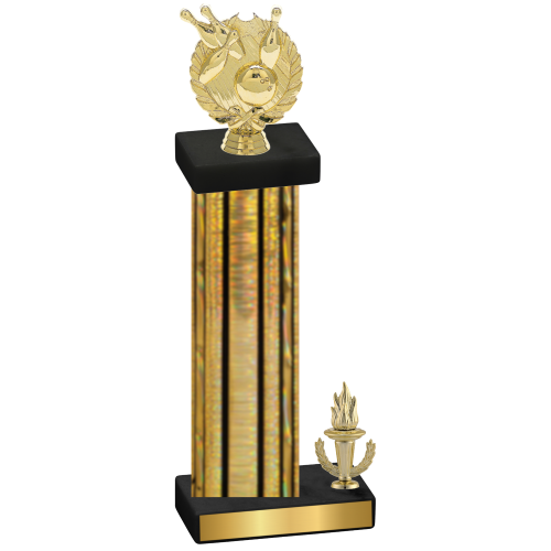 Accented Single Gold Glacier Victory Bowling Trophy