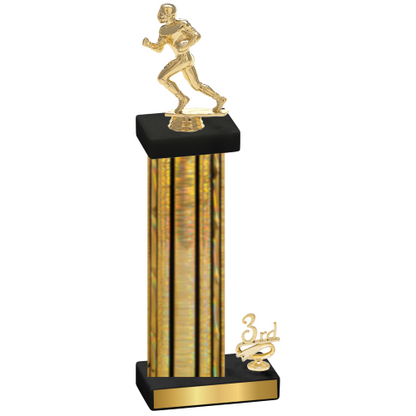 Accented Single Gold Glacier Third Place Football Trophy