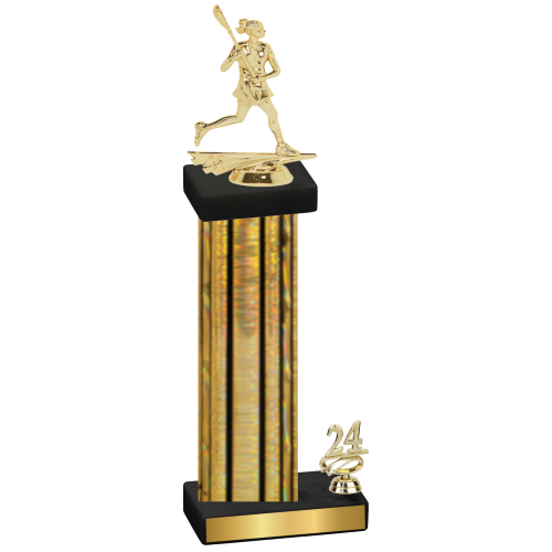 Accented Single Gold Glacier Year Lacrosse Trophy