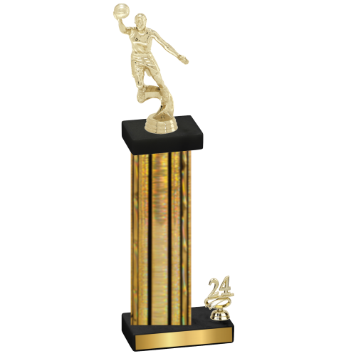 Accented Single Gold Glacier Year Basketball Trophy