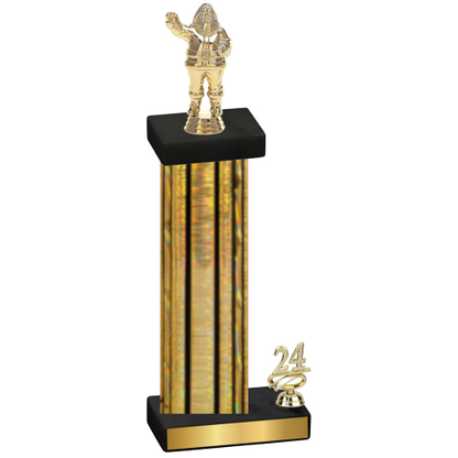 Accented Single Gold Glacier Year Holiday Trophy
