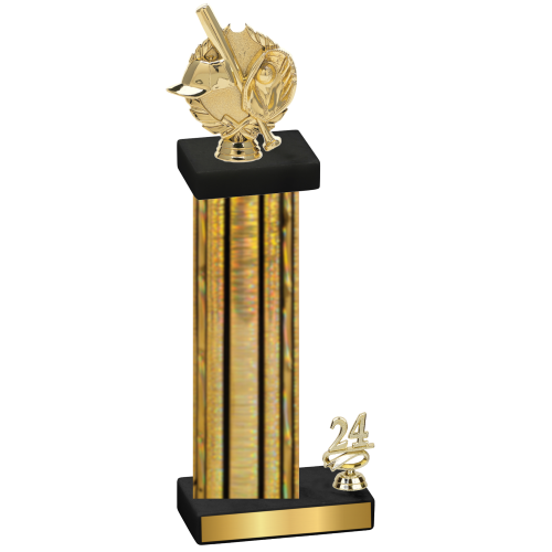 Accented Single Gold Glacier Year Baseball Trophy