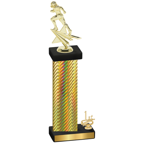 Accented Single Gold Carbon Fiber First Place Football Trophy