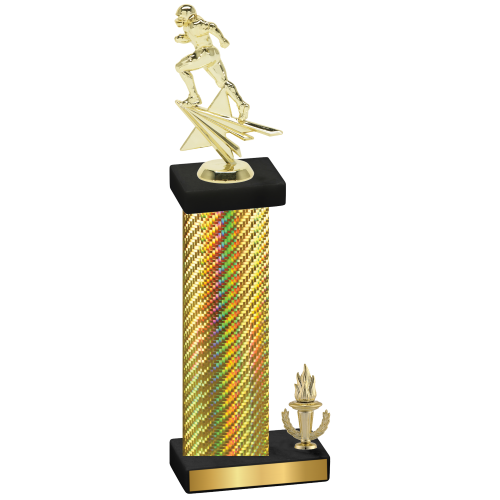 Accented Single Gold Carbon Fiber Victory Football Trophy