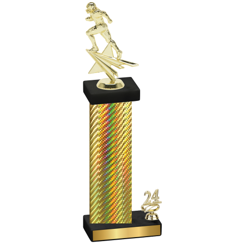 Accented Single Gold Carbon Fiber Year Football Trophy