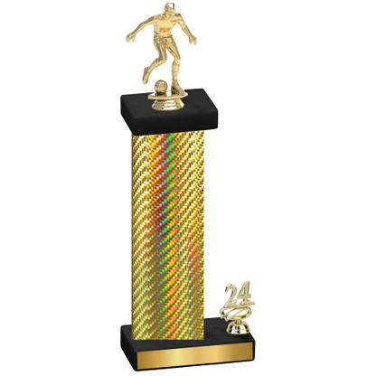 Accented Single Gold Carbon Fiber Year Soccer Trophy