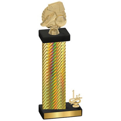 Accented Single Gold Carbon Fiber First Place Soccer Trophy