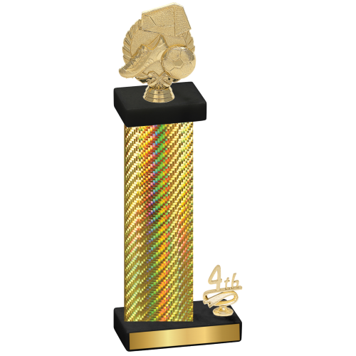Accented Single Gold Carbon Fiber Fourth Place Soccer Trophy