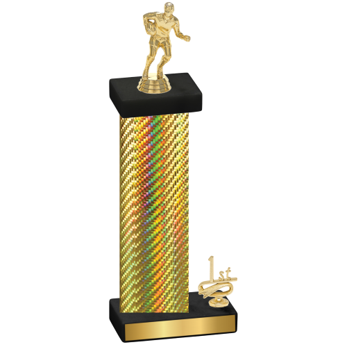 Accented Single Gold Carbon Fiber First Place Rugby Trophy