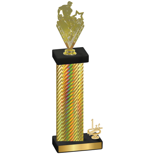 Accented Single Gold Carbon Fiber First Place Rugby Trophy