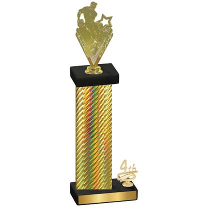 Accented Single Gold Carbon Fiber Fourth Place Rugby Trophy