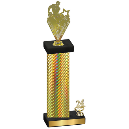 Accented Single Gold Carbon Fiber Year Rugby Trophy