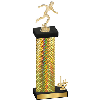 Accented Single Gold Carbon Fiber First Place Running Trophy