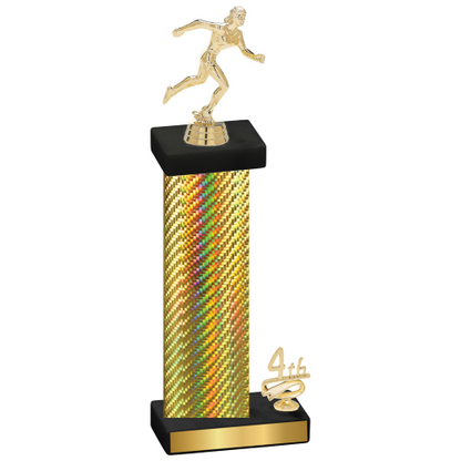 Accented Single Gold Carbon Fiber Fourth Place Running Trophy