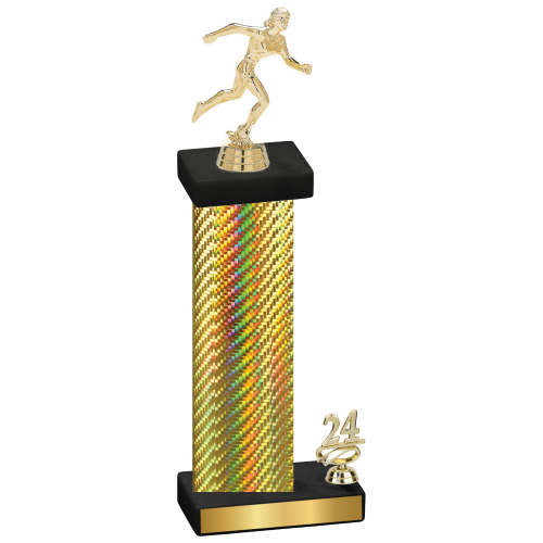 Accented Single Gold Carbon Fiber Year Running Trophy