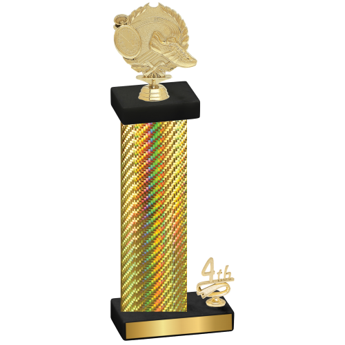 Accented Single Gold Carbon Fiber Fourth Place Running Trophy