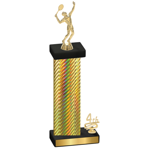 Accented Single Gold Carbon Fiber Fourth Place Tennis Trophy