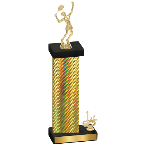 Accented Single Gold Carbon Fiber First Place Tennis Trophy