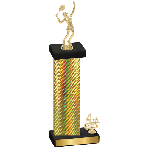 Accented Single Gold Carbon Fiber Fourth Place Tennis Trophy