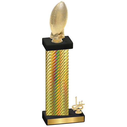 Accented Single Gold Carbon Fiber First Place Football Trophy