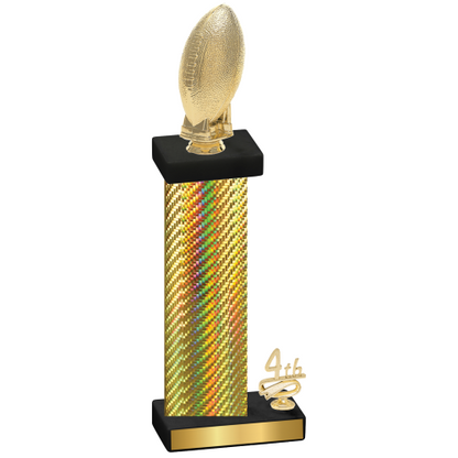 Accented Single Gold Carbon Fiber Fourth Place Football Trophy