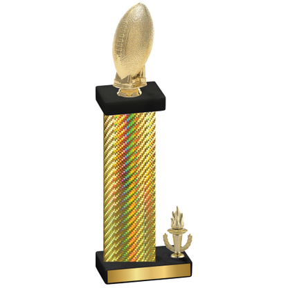 Accented Single Gold Carbon Fiber Victory Football Trophy