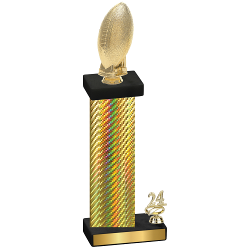 Accented Single Gold Carbon Fiber Year Football Trophy