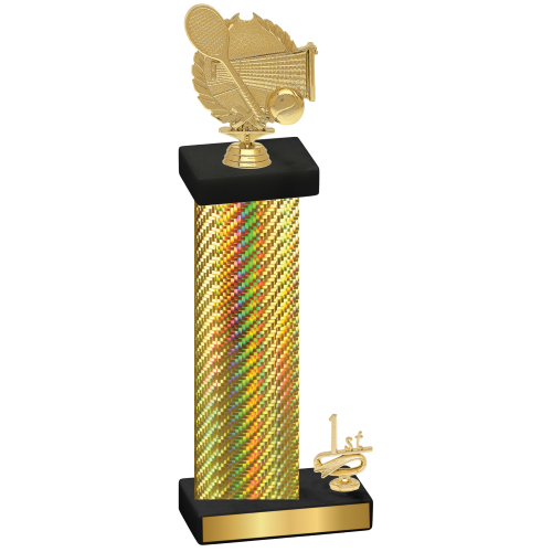 Accented Single Gold Carbon Fiber First Place Tennis Trophy