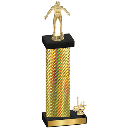 Accented Single Gold Carbon Fiber First Place Wrestling Trophy