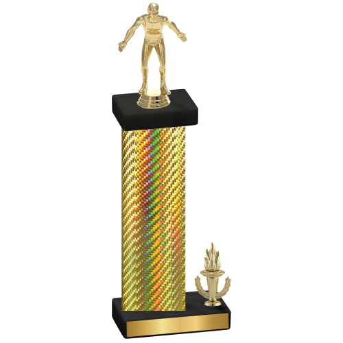 Accented Single Gold Carbon Fiber Victory Wrestling Trophy