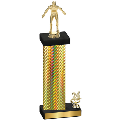 Accented Single Gold Carbon Fiber Year Wrestling Trophy