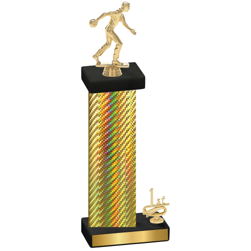 Accented Single Gold Carbon Fiber First Place Bowling Trophy