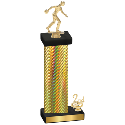 Accented Single Gold Carbon Fiber Second Place Bowling Trophy