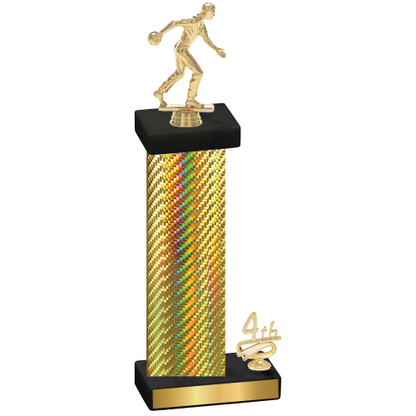 Accented Single Gold Carbon Fiber Fourth Place Bowling Trophy