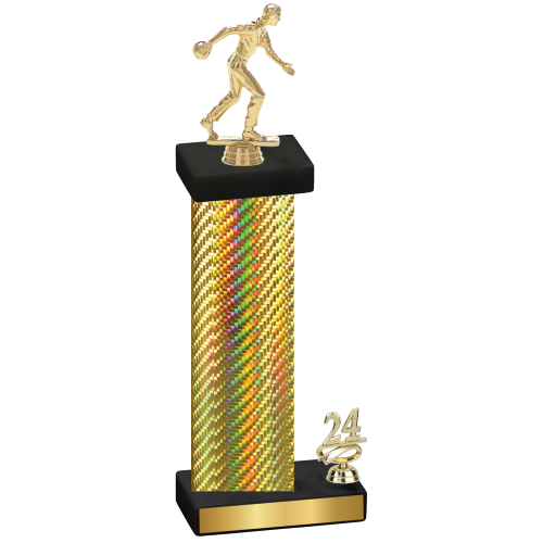 Accented Single Gold Carbon Fiber Year Bowling Trophy