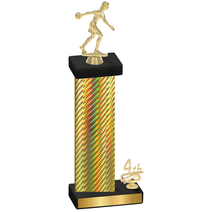 Accented Single Gold Carbon Fiber Fourth Place Bowling Trophy