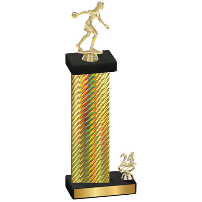 Accented Single Gold Carbon Fiber Year Bowling Trophy