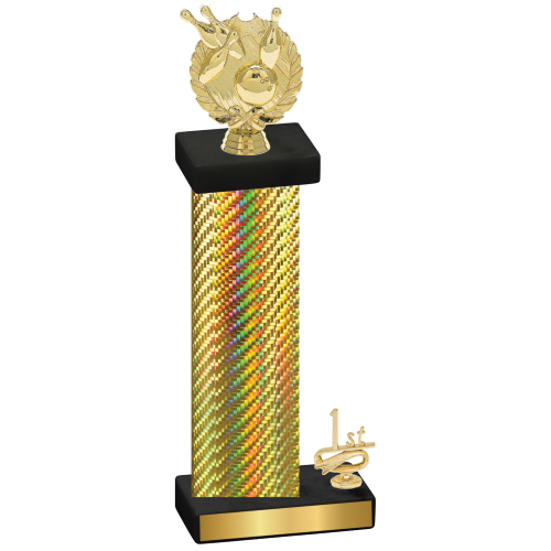 Accented Single Gold Carbon Fiber First Place Bowling Trophy