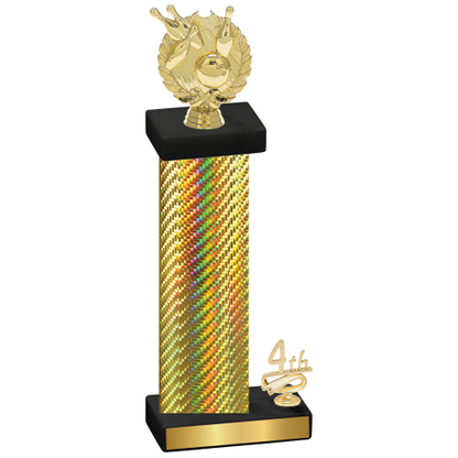 Accented Single Gold Carbon Fiber Fourth Place Bowling Trophy