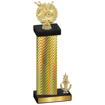 Accented Single Gold Carbon Fiber Victory Bowling Trophy