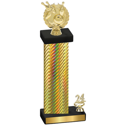 Accented Single Gold Carbon Fiber Year Bowling Trophy