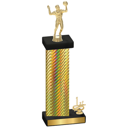 Accented Single Gold Carbon Fiber First Place Volleyball Trophy