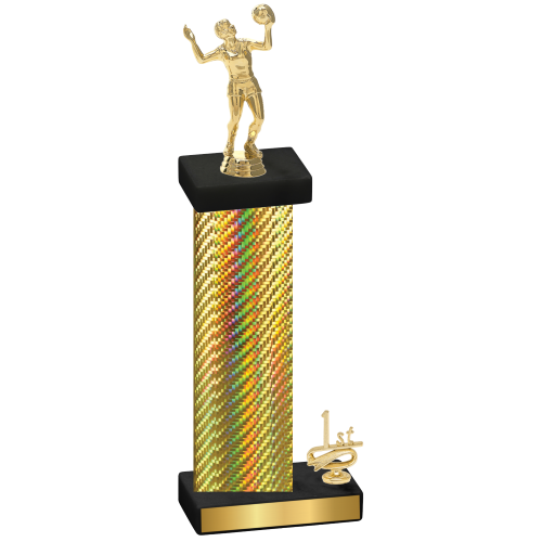 Accented Single Gold Carbon Fiber First Place Volleyball Trophy