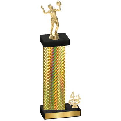 Accented Single Gold Carbon Fiber Fourth Place Volleyball Trophy