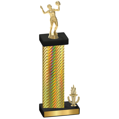 Accented Single Gold Carbon Fiber Victory Volleyball Trophy