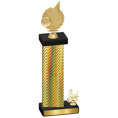 Accented Single Gold Carbon Fiber Third Place Volleyball Trophy