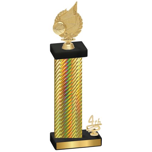 Accented Single Gold Carbon Fiber Fourth Place Volleyball Trophy
