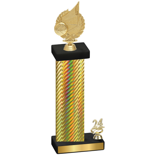 Accented Single Gold Carbon Fiber Year Volleyball Trophy