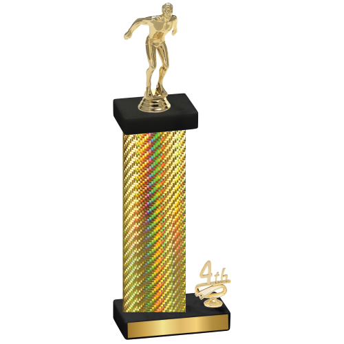 Accented Single Gold Carbon Fiber Fourth Place Swimming Trophy