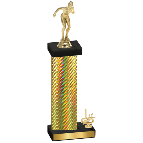 Accented Single Gold Carbon Fiber First Place Tennis Trophy